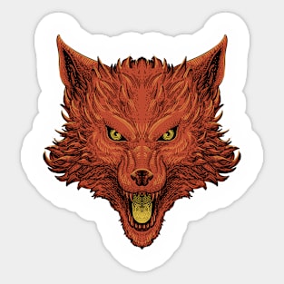 Orange Wolf Head Sticker